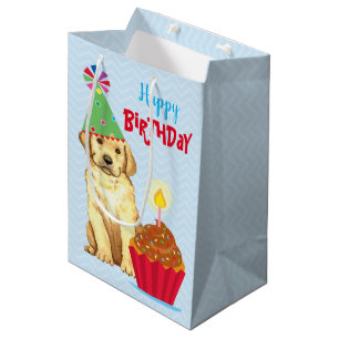 Sac Cadeau Moyen Anniversaire Cupcake Yellow Lab