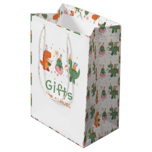 Sac Cadeau Moyen Anniversaire de enfant de dinosaures enfantins col
