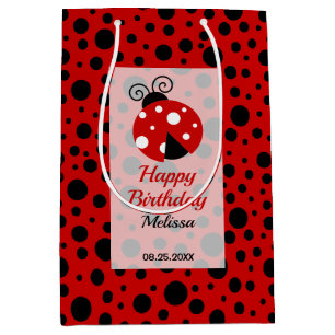 Sac Cadeau Moyen Anniversaire de enfant Pois Ladybug Red Black Fram