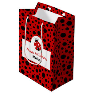 Sac Cadeau Moyen Anniversaire de enfant Pois rouge Ladybug