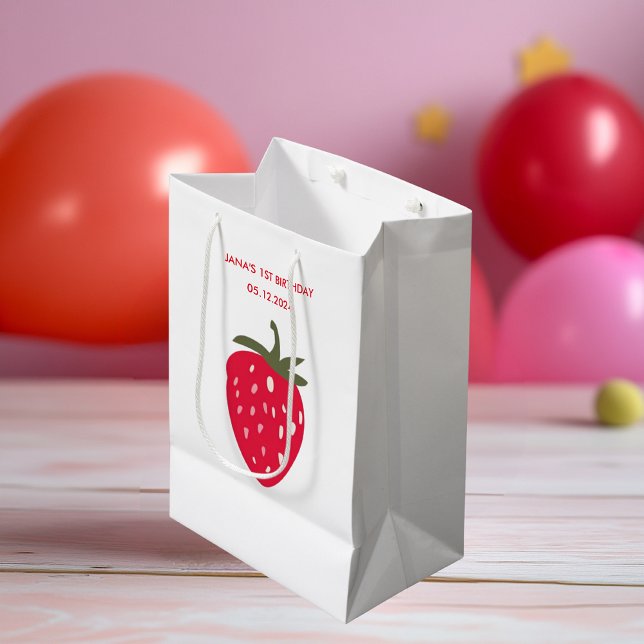 Sac Cadeau Moyen Anniversaire de la fraise douce (Créateur téléchargé)