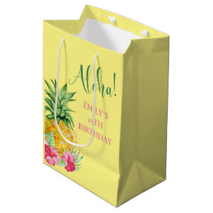 Sac Cadeau Moyen Anniversaire de l'Aloha Tropical Pineappical Hawai