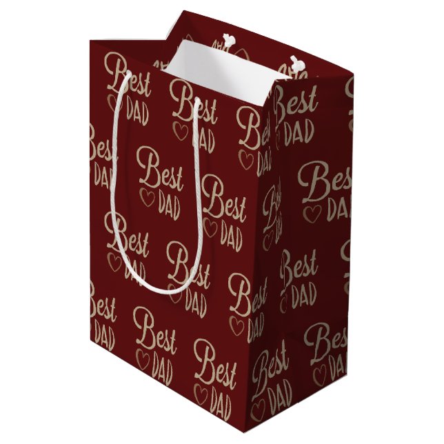 Sac Cadeau Moyen Anniversaire de papa sur Maroon (Dos Angle)