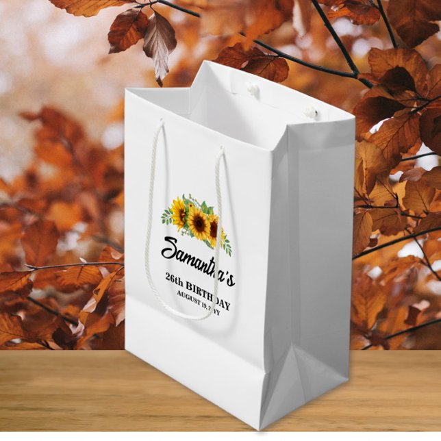 Sac Cadeau Moyen Anniversaire de tournesol rustique (Créateur téléchargé)