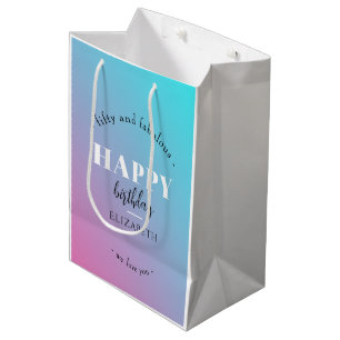 Sac Cadeau Moyen Anniversaire Design minimaliste aux couleurs paste