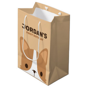 Sac Cadeau Moyen Anniversaire du chien de Corgi mignonne