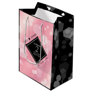 Sac Cadeau Moyen Anniversaire Mariage élégant du 2e Rose Quartz