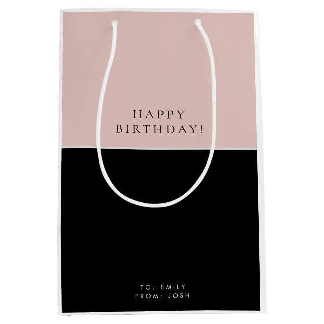 Sac Cadeau Moyen Anniversaire moderne rose noir (Devant)
