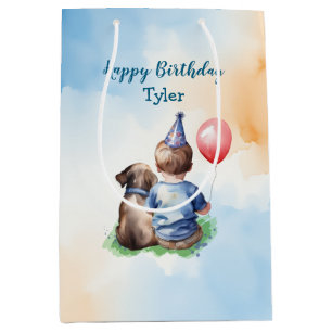 Sac Cadeau Moyen Anniversaire personnalisé du bébé garçon