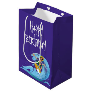 Sac Cadeau Moyen Anniversaire surfer sur vague