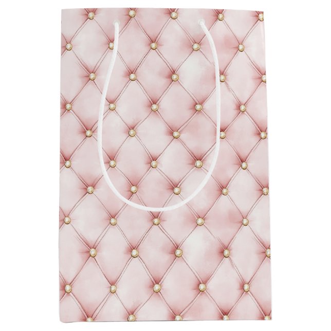 Sac Cadeau Moyen Anniversaire Touffes de Rose Doré (Devant)