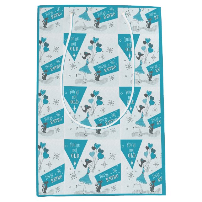 Sac Cadeau Moyen Anniversaire Tu n'es pas vieux Tu es rétro (Devant)