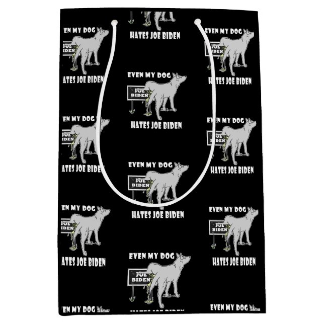 Sac Cadeau Moyen Anti Joe Biden Mon Chien déteste Biden Humour poli (Devant)