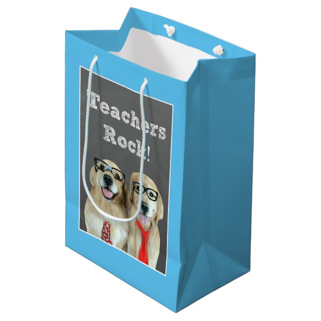 Sac Cadeau Moyen Appréciation de professeur de golden retriever (Devant Angle)