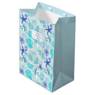 Sac Cadeau Moyen Aqua-bleu-turquoise couleur d'aquarelle coquille a
