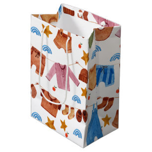 Sac Cadeau Moyen Aquarelle Bébé Baby shower de linge de maison An
