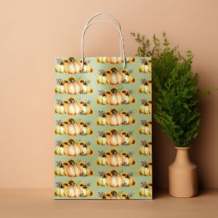 Sac Cadeau Moyen Aquarelle citrouille Tournesol d'automne