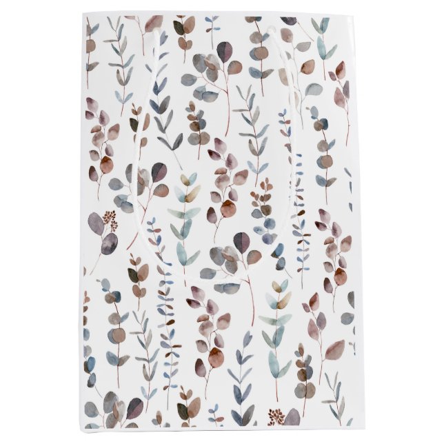 Sac Cadeau Moyen Aquarelle colorée d'Eucalyptus  (Devant)