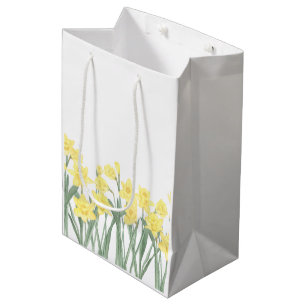 Sac Cadeau Moyen Aquarelle Daffodile Floral