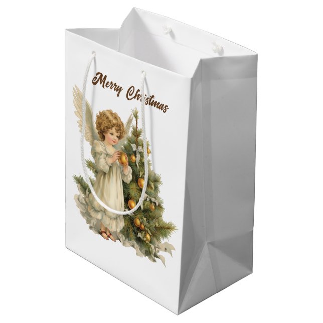 Sac Cadeau Moyen Aquarelle de Noël festive Angel ajouter du texte (Dos Angle)