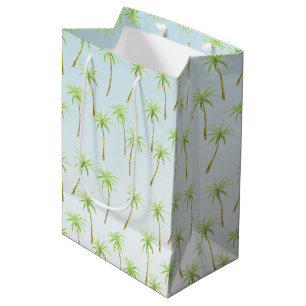 Sac Cadeau Moyen Aquarelle des palmiers tropicaux