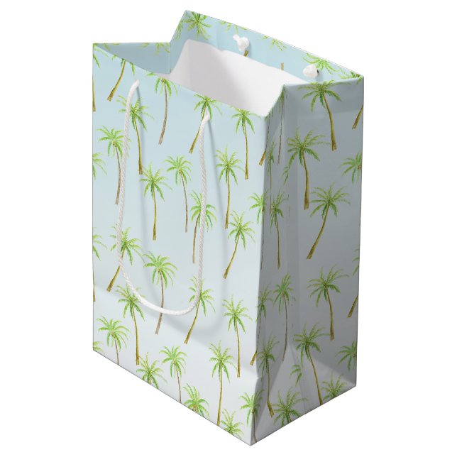 Sac Cadeau Moyen Aquarelle des palmiers tropicaux (Devant Angle)