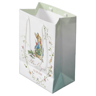 Sac Cadeau Moyen Aquarelle Elegant Fleur sauvage Peter Rabbit bébé 