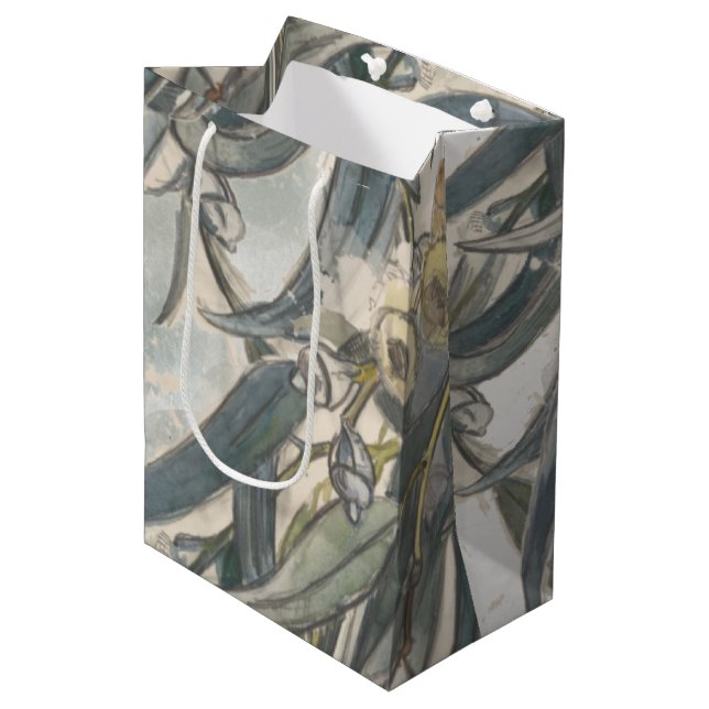 Sac Cadeau Moyen Aquarelle Eucalyptus Verdure Feuille (Devant Angle)