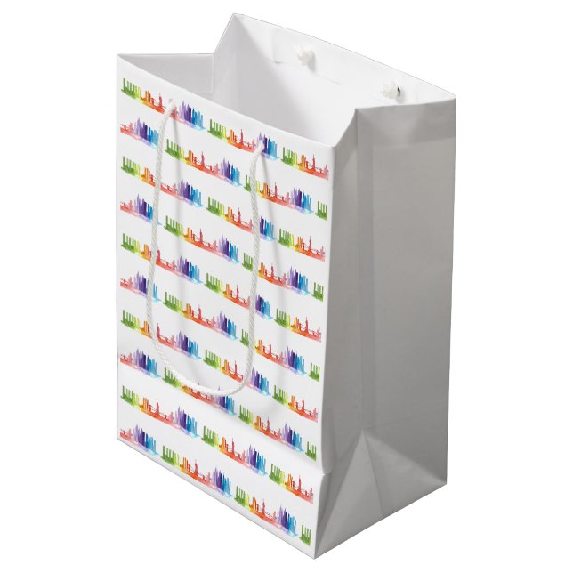 Sac Cadeau Moyen Aquarelle motif de NEW YORK (Devant Angle)