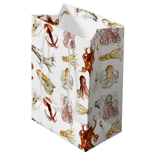 Sac Cadeau Moyen Aquarelle Octopus Cephalopod Océan Animaux (Devant Angle)