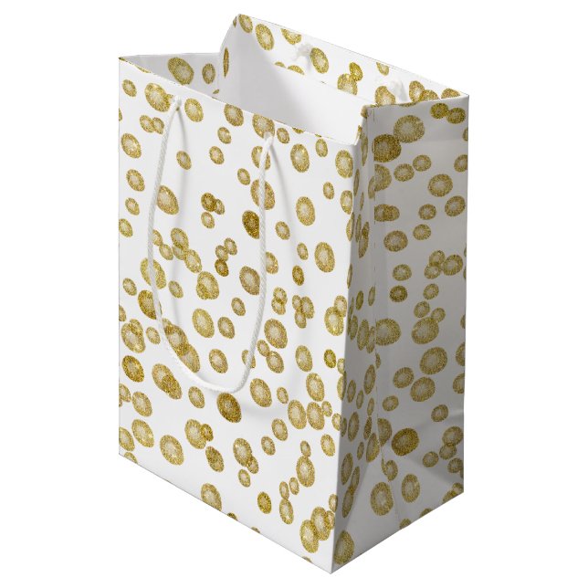 Sac Cadeau Moyen Aquarelle or Confetti (Devant Angle)