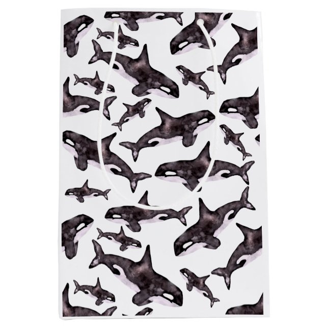 Sac Cadeau Moyen Aquarelle Orca (Devant)