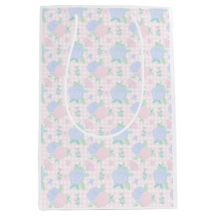 Sac Cadeau Moyen Aquarelle preppy en vichy florale