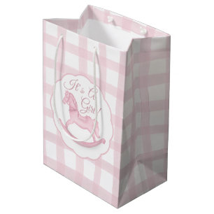 Sac Cadeau Moyen Aquarelle rose C'est une fille Nouveau bébé