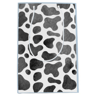 Sac Cadeau Moyen Aquarelle Vache imprimé bleu