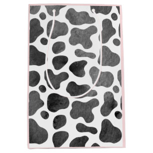 Sac Cadeau Moyen Aquarelle Vache imprimé Pink Medium Cadeau
