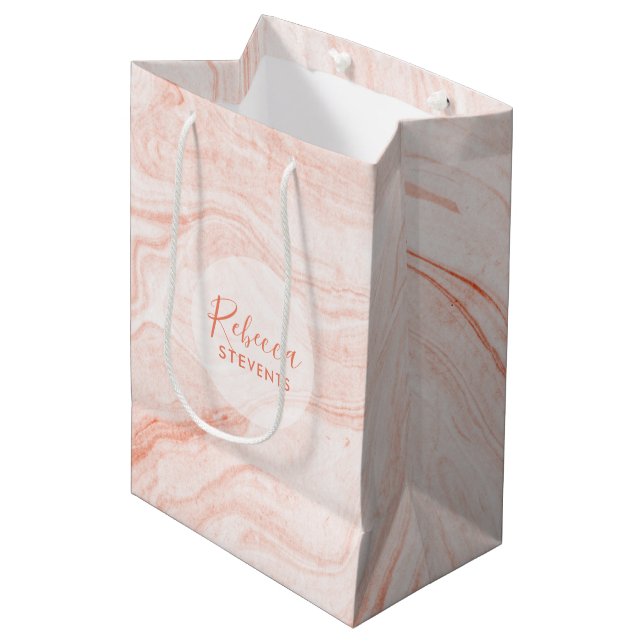 Sac Cadeau Moyen Aquarelles rose-or (Devant Angle)