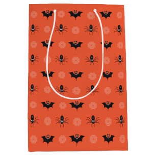 Sac Cadeau Moyen Araignée d'Halloween, chauve-souris et motif de co