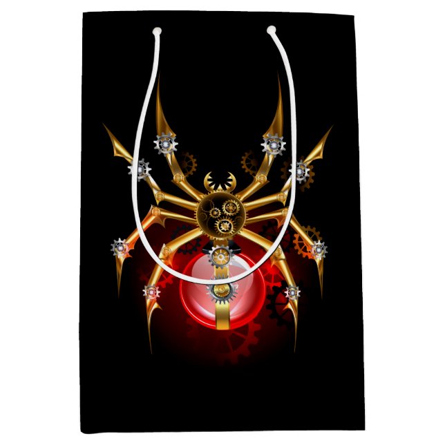 Sac Cadeau Moyen Araignée en vapeur noire (Devant)