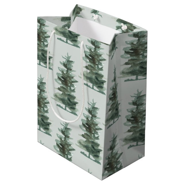 Sac Cadeau Moyen Arbre à pin vert classique (Dos Angle)