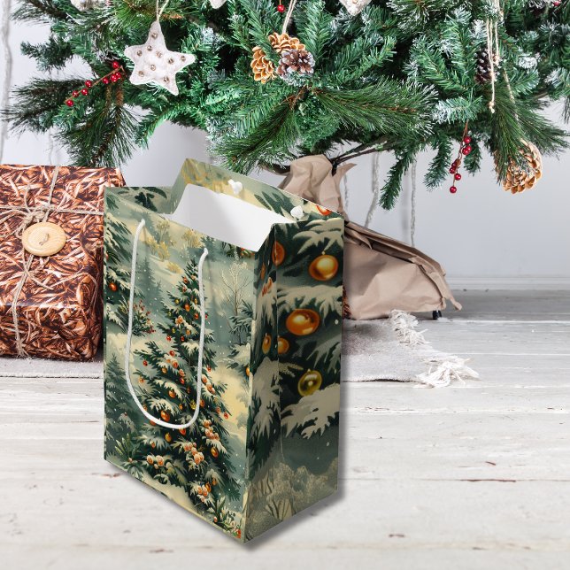 Sac Cadeau Moyen Arbre de Noël à neige simple (Créateur téléchargé)