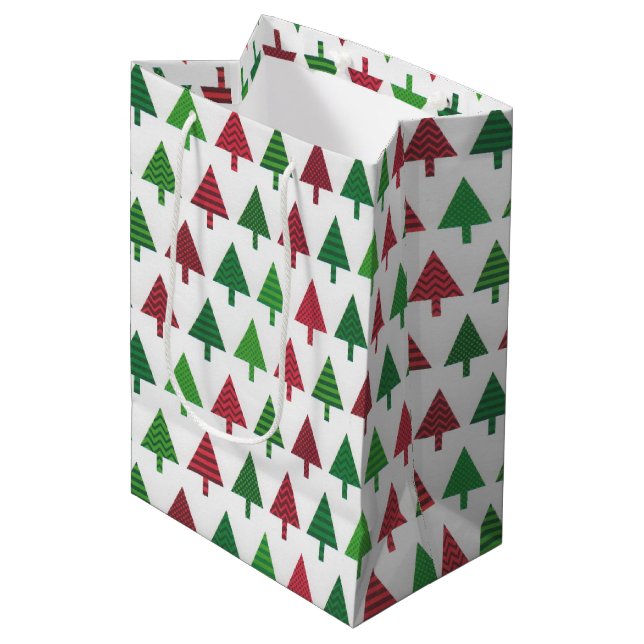 Sac Cadeau Moyen Arbre de Noël Moderne Élégant Vacances Simple (Devant Angle)