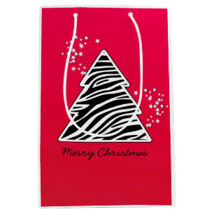 Sac Cadeau Moyen Arbre de Noël Red Zebra