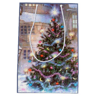Sac Cadeau Moyen Arbre de Noël Vintage