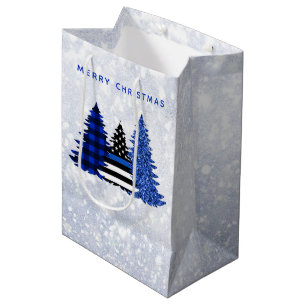 Sac Cadeau Moyen Arbre de Parties scintillant Plaid de Noël mince L