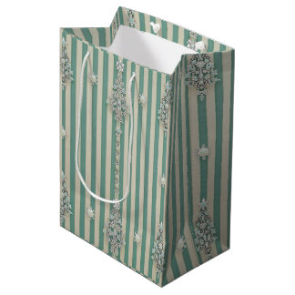 Sac Cadeau Moyen Arbres cristallins rayés Seafoam