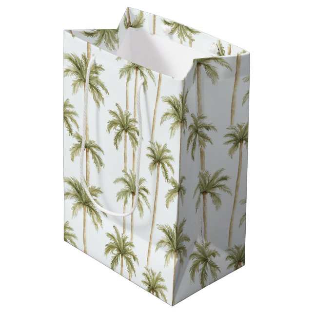 Sac Cadeau Moyen Arbres de palmiers tropicaux Anniversaire (Devant Angle)