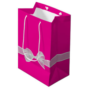 Sac Cadeau Moyen Arc en ruban rose vif pour une retraite heureuse
