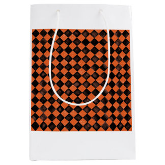 Sac Cadeau Moyen Arlequin en tuiles noir et orange