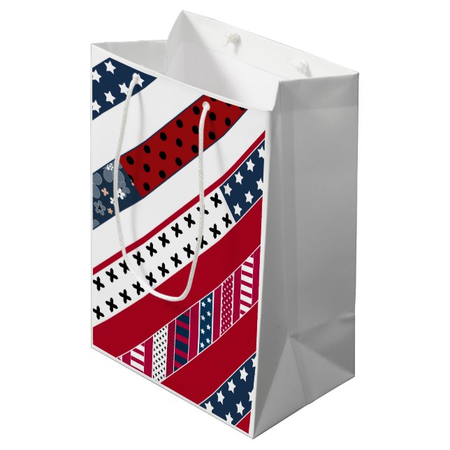 Sac Cadeau Moyen Arrière - plan patriotique national bleu rouge ble (Devant Angle)